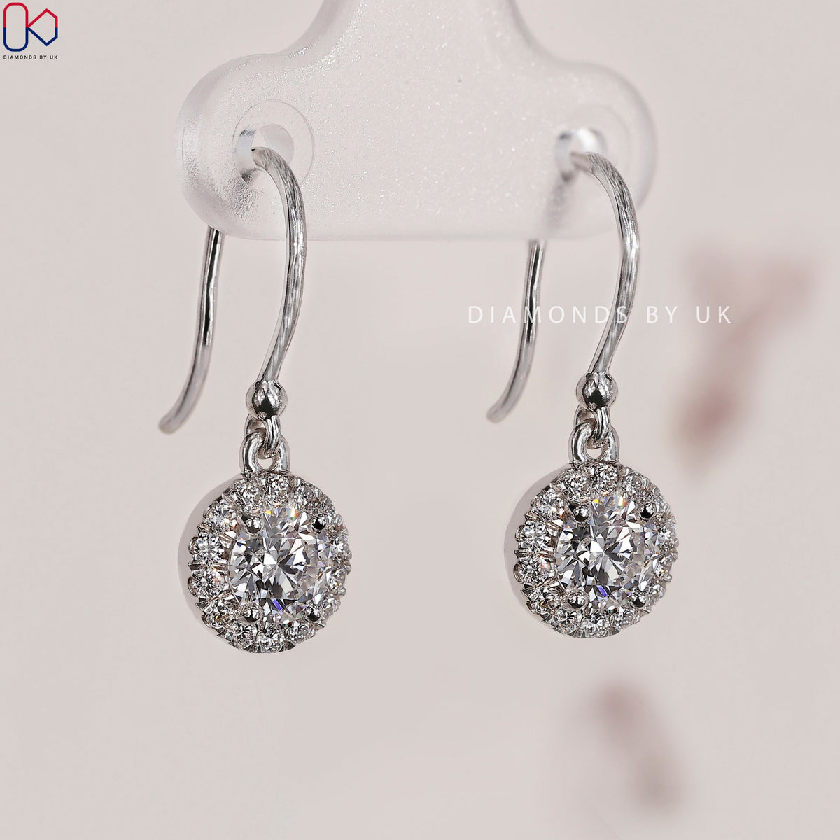 Halo Diamond Earrings - Round Cut