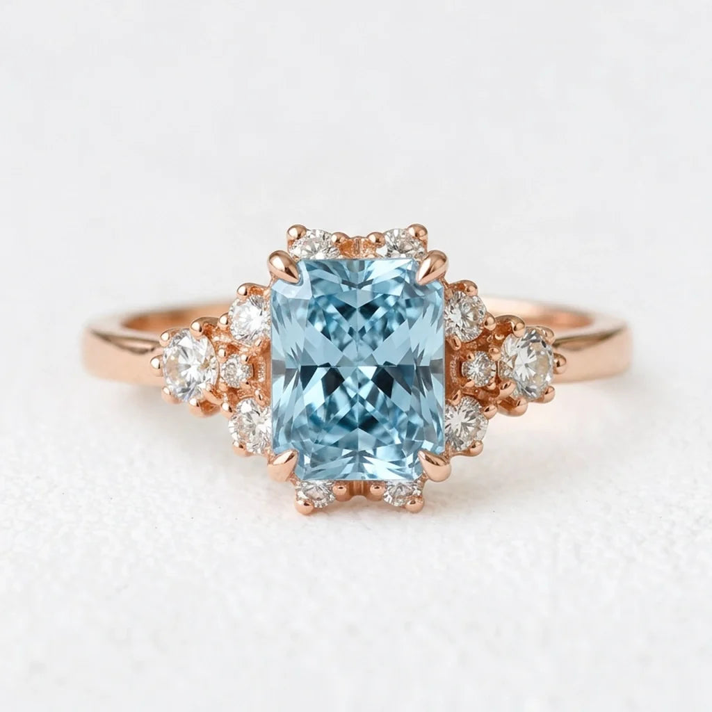 Seraphina’s Radiance | 2CT Radiant Cut Sapphire Engagement Ring