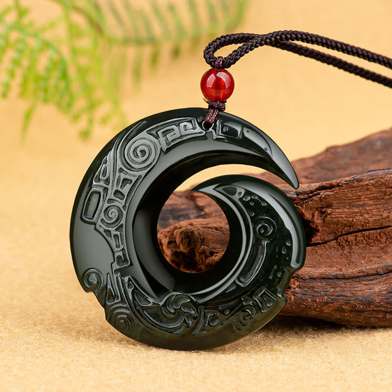 Fortune Jewel One's Luck Improves Design Patern Natural Hetian Cyan Jade Success Necklace Pendant