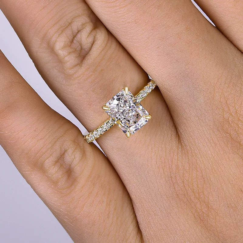 Dazzling Radiant Cut 2.0ct 925 Sterling Silver Engagement Ring