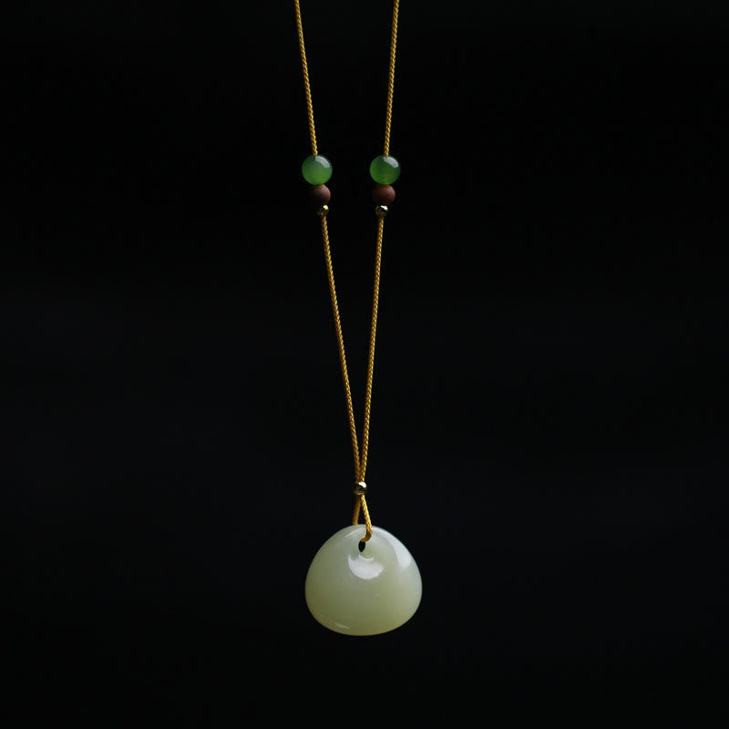 Fortune Jewel Natural Hetian Jade Small Bag Pattern Prosperity String Necklace Pendant