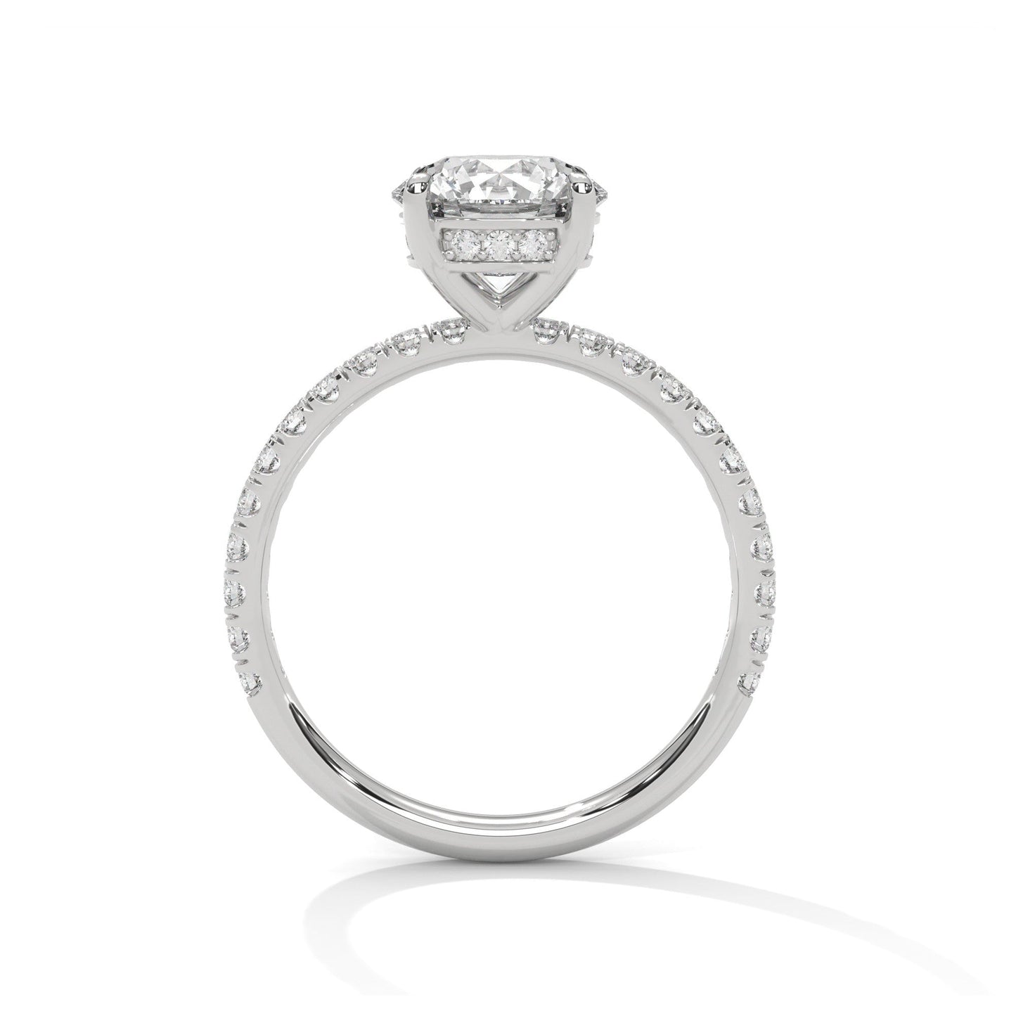 2 Carat Round Cut Lab Grown Diamond Hidden Halo Engagement Ring