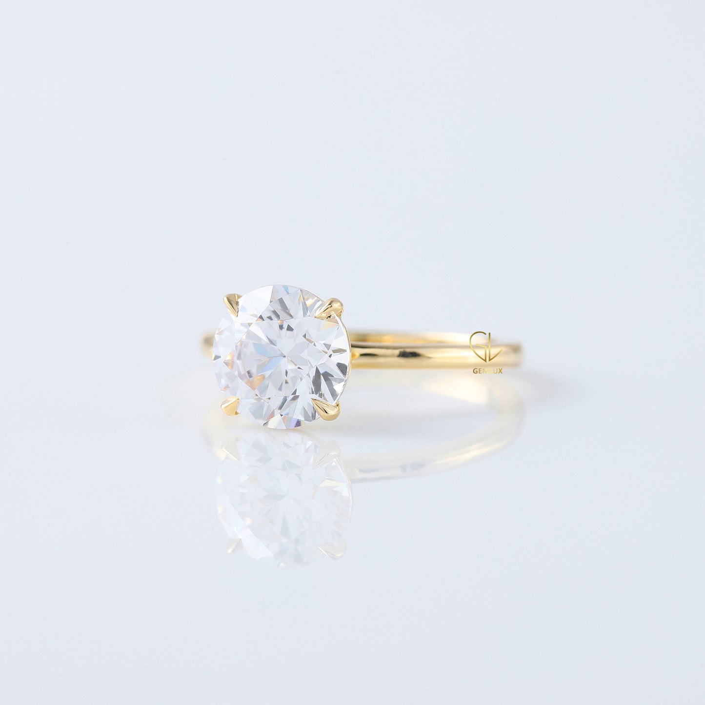 2ct Round Cut Lab Grown Solitaire Ring in Yellow Ring