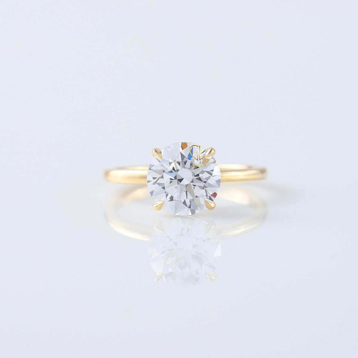 2ct Round Cut Lab Grown Solitaire Ring in Yellow Ring