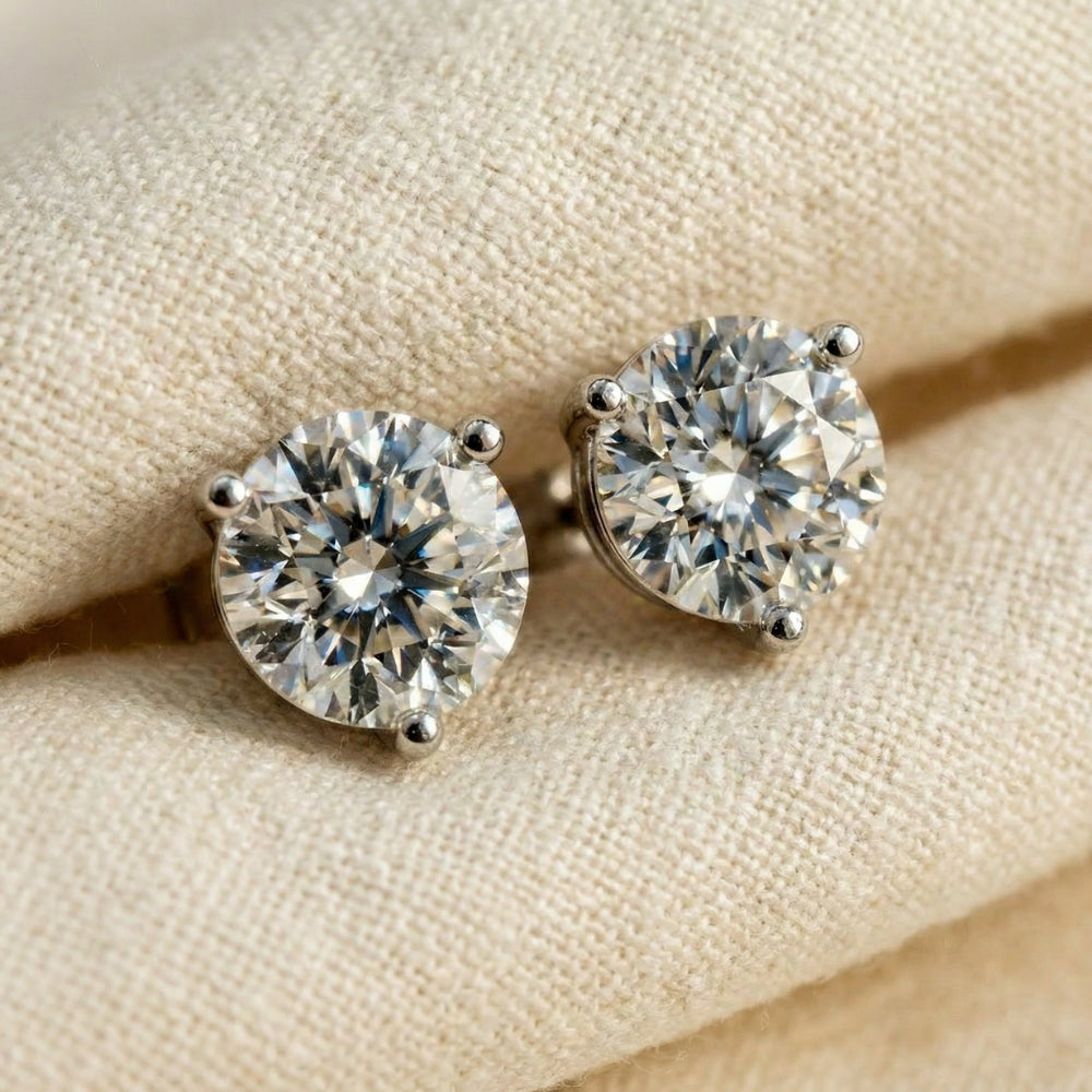 2Ct TW Round Diamond Studs 14k Gold Lab Grown