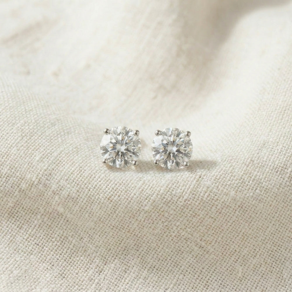 Certified 2.00Ct TW Diamond Studs Screw Back 14k White Gold Lab Grown
