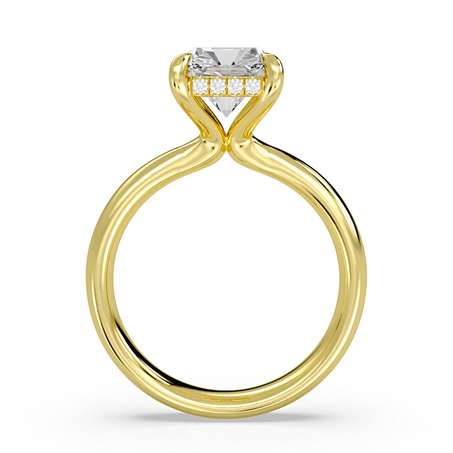 Emerald-Cut Diamond Hidden Halo Engagement Ring