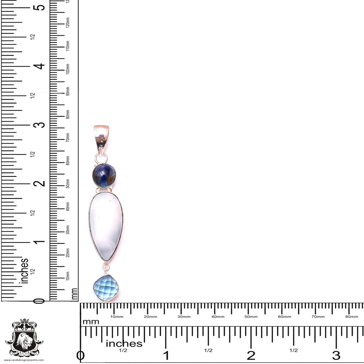 Kyanite Larimar Aquamarine Pendant & 3MM Italian Chain P9956