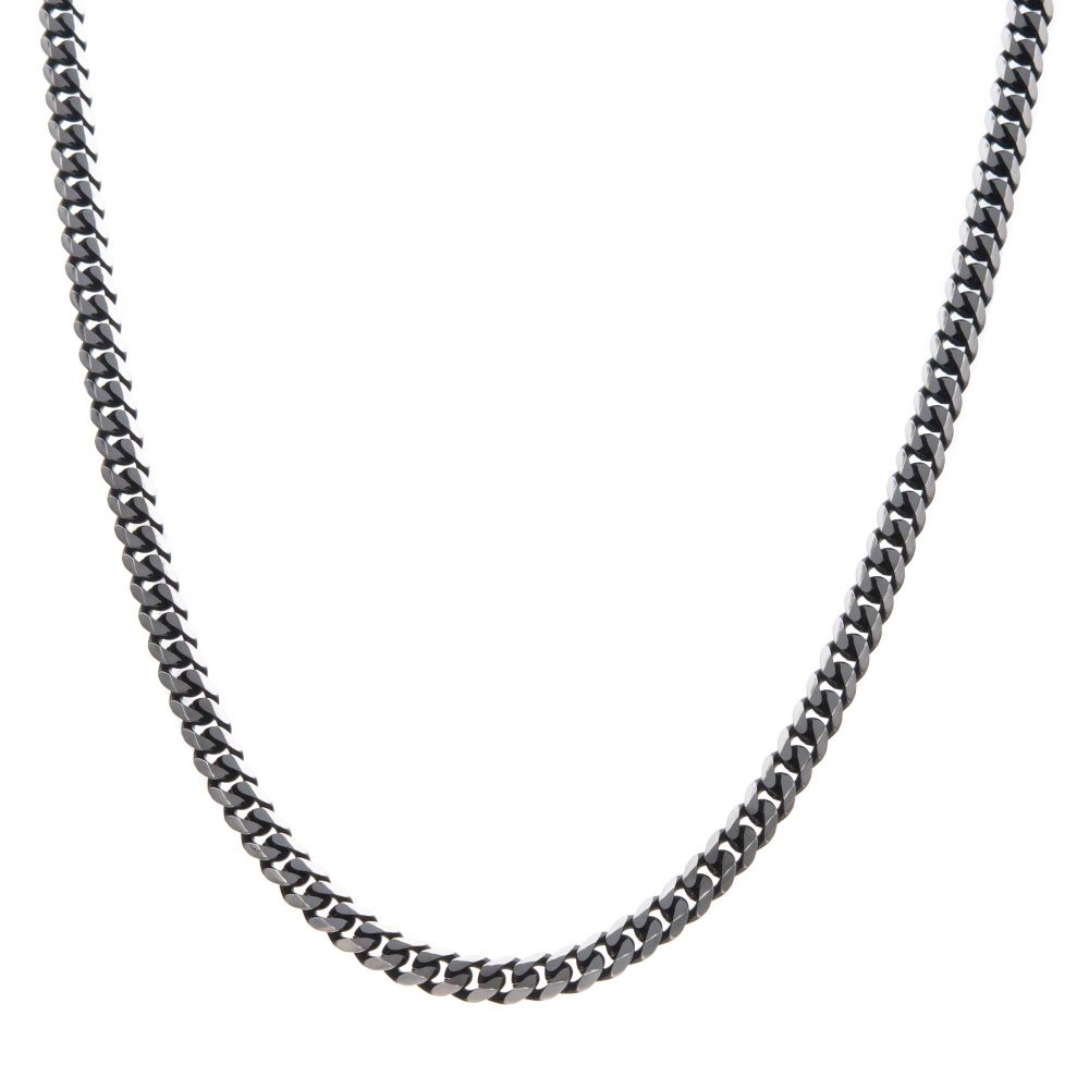 Stainless Steel & Black IP Diamond-cut Curb Chain