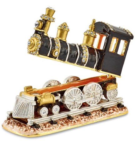 Bejeweled "Axel" Steam Engine Trinket Box with Matching Necklace