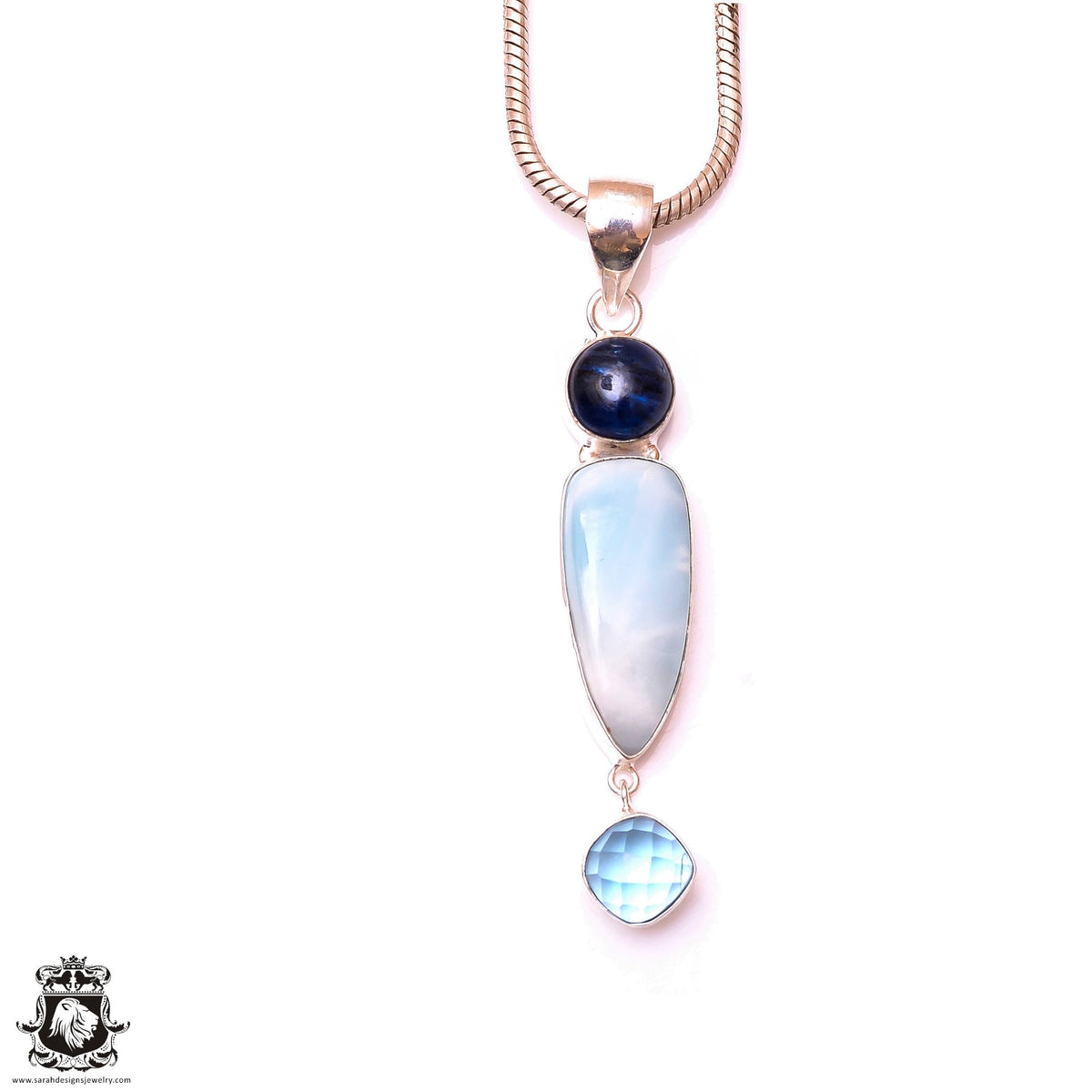 Kyanite Larimar Aquamarine Pendant & 3MM Italian Chain P9955