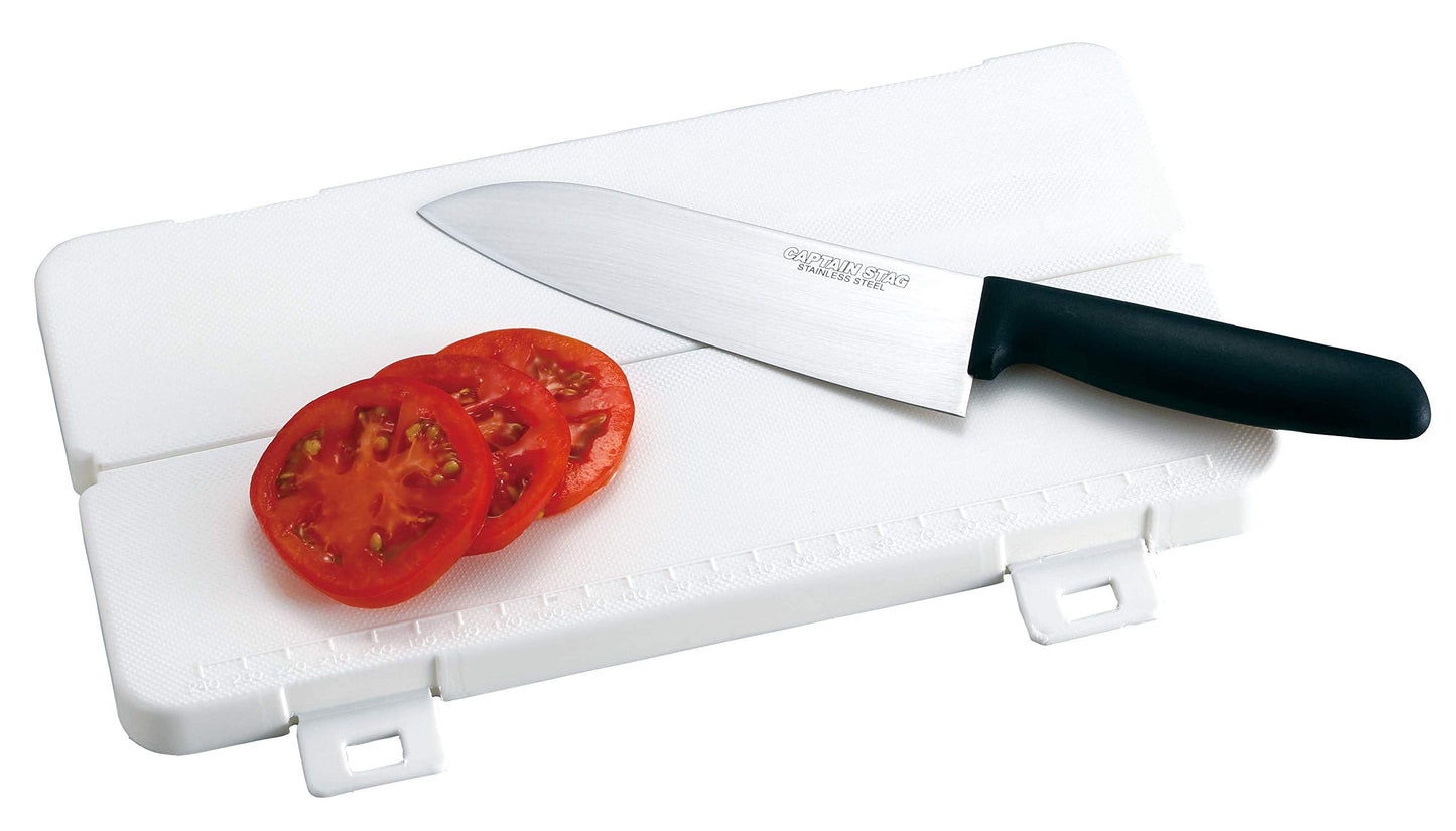 CAPTAIN STAG UH-4709 Slim Cutting Board & Kitchen Knife Set Antibacterial Cutting Board Compact Storage Polyethylene, Stainless Steel Made in Japan