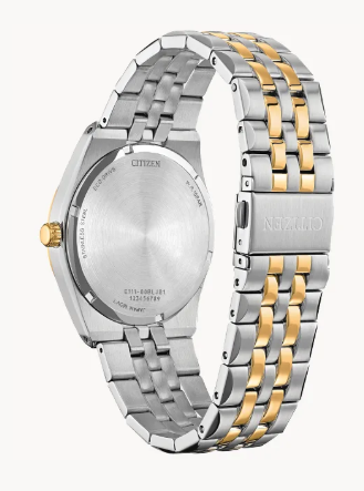 Gent's Two-Tone Citizen Eco-Drive "Corso Diamond" Watch with Black Stick Dial
