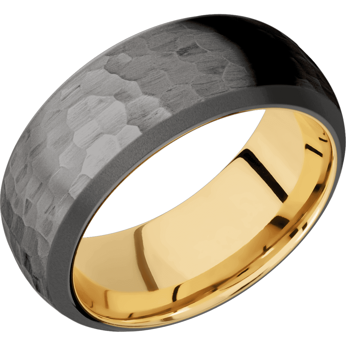 Tantalum Noir + Hammer , Sand Finish + 10K Yellow Gold