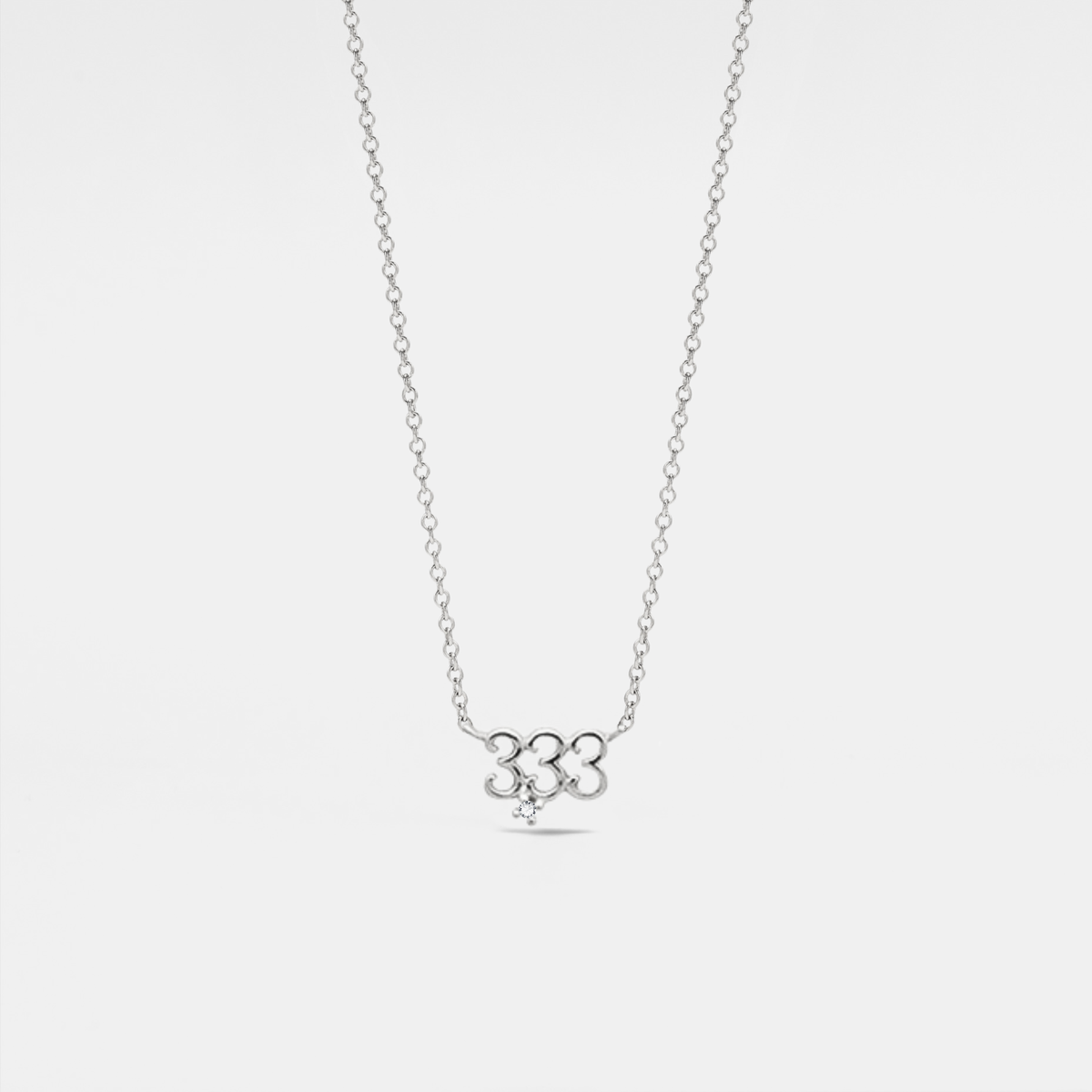 Dainty Angel Number Charm Necklace in 925 Sterling Silver: Yellow Gold / 777