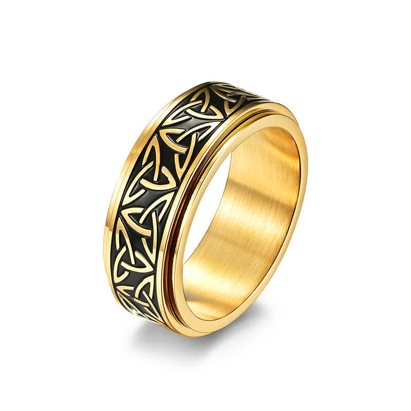Fortune Jewel  Triangle Knot Triquetra Titanium Steel Calm Rotatable Ring