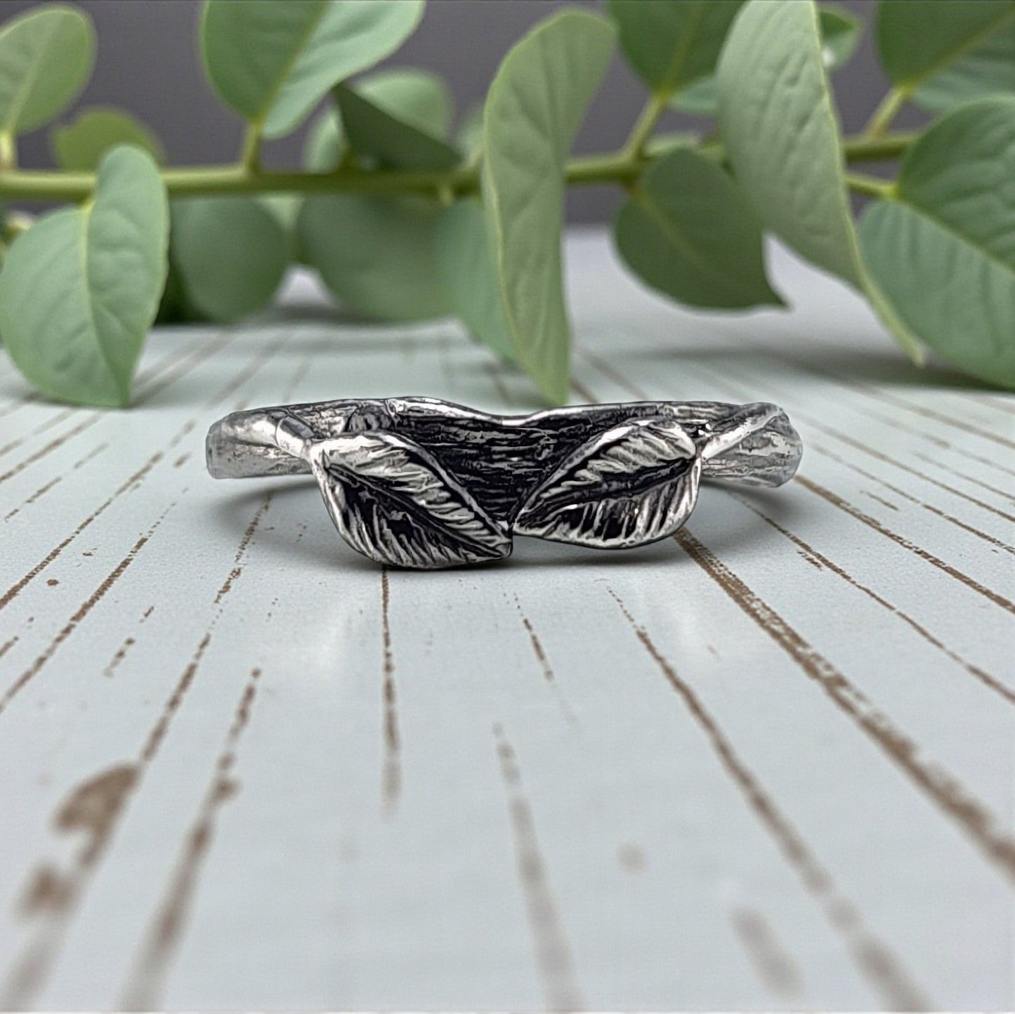 Sterling Silver Two Hand-sculpted Leaf Statement Ring