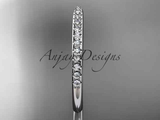 Half Diamond Stacking Eternity Ring 14k Solid Gold 2mm Thin Women's Wedding Band