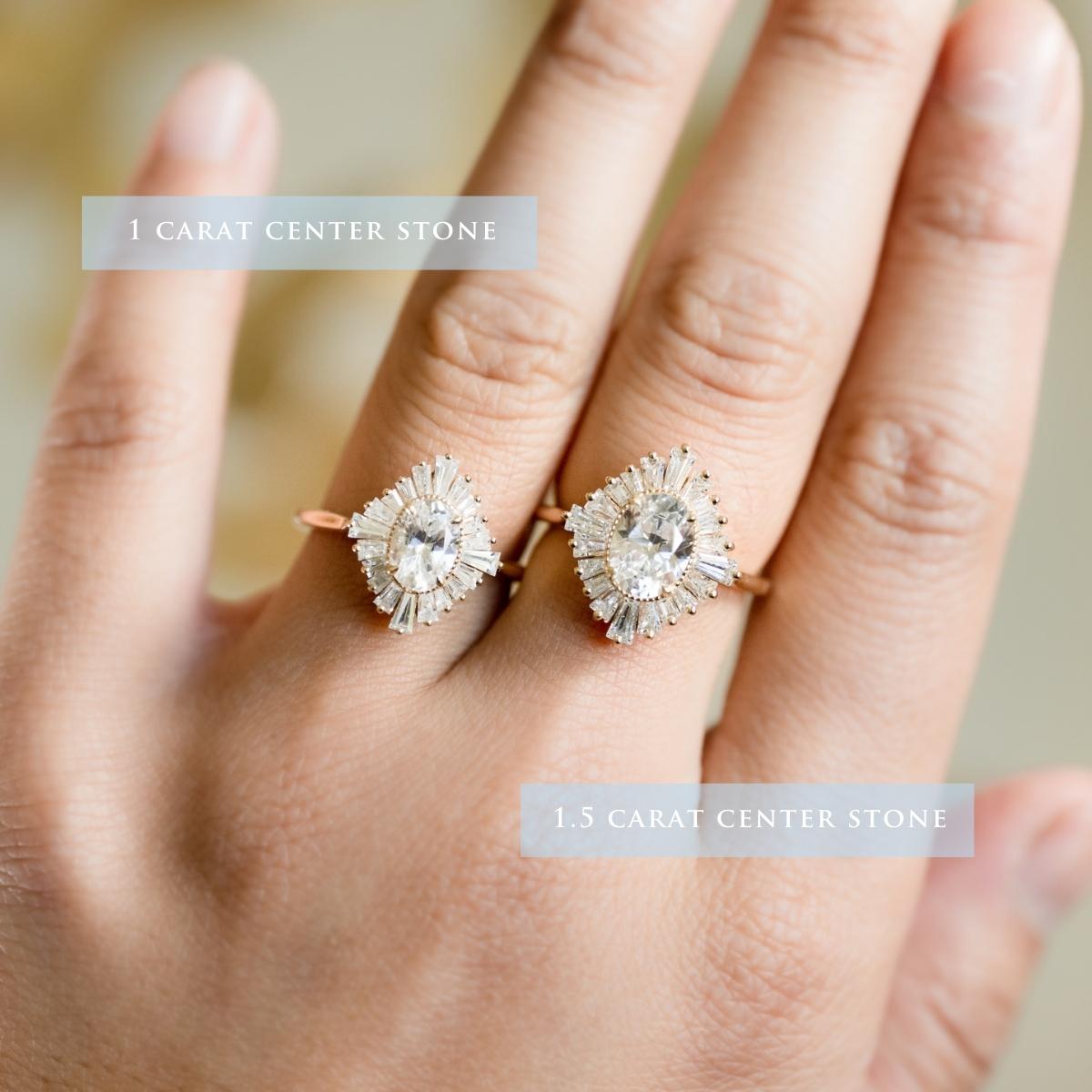 [Athena] Vintage Deco Oval Ballerina Engagement Ring in Diamond