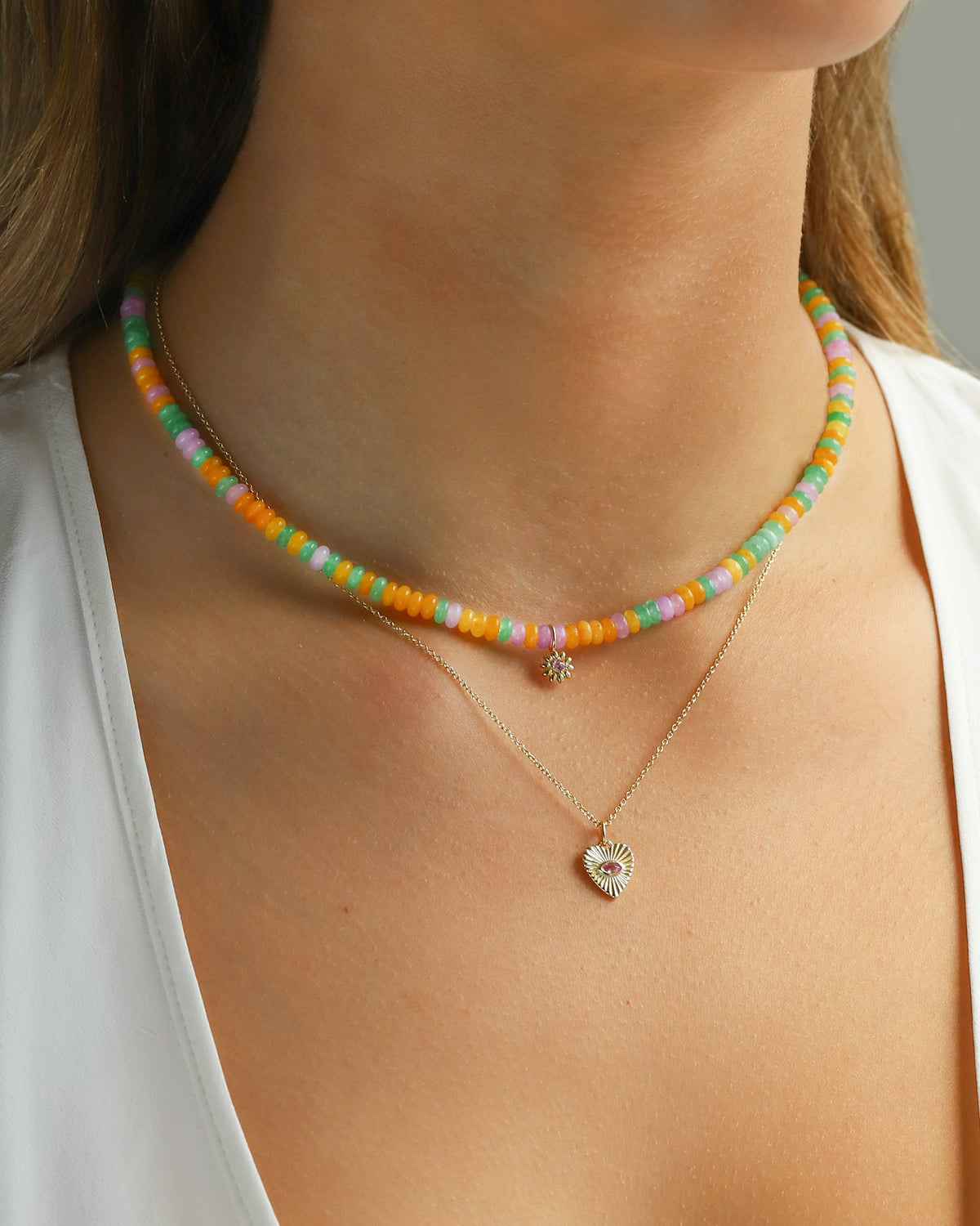 Daisy Charm Beaded Necklace