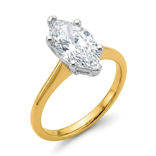 3 Carat Marquise Lab Grown Diamond Engagement Ring | 14K Two-Tone Gold