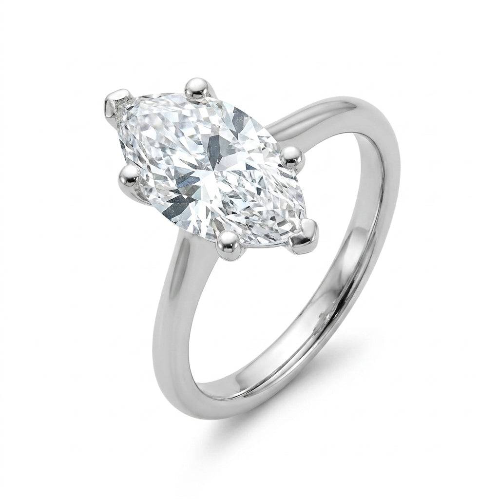 3 Carat Marquise Lab Grown Diamond Engagement Ring | 14K White Gold