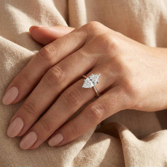 3 Carat Marquise Lab Grown Diamond Engagement Ring | 14K White Gold