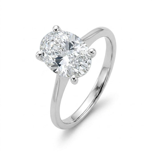 3 Carat Oval Lab Grown Diamond Engagement Ring | 14K White Gold