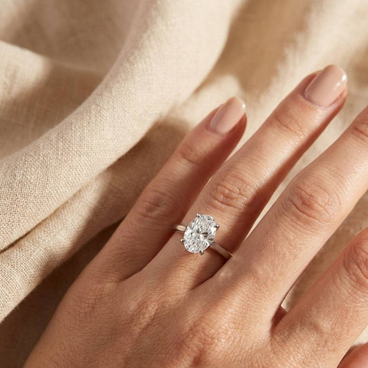 3 Carat Oval Lab Grown Diamond Engagement Ring | 14K White Gold