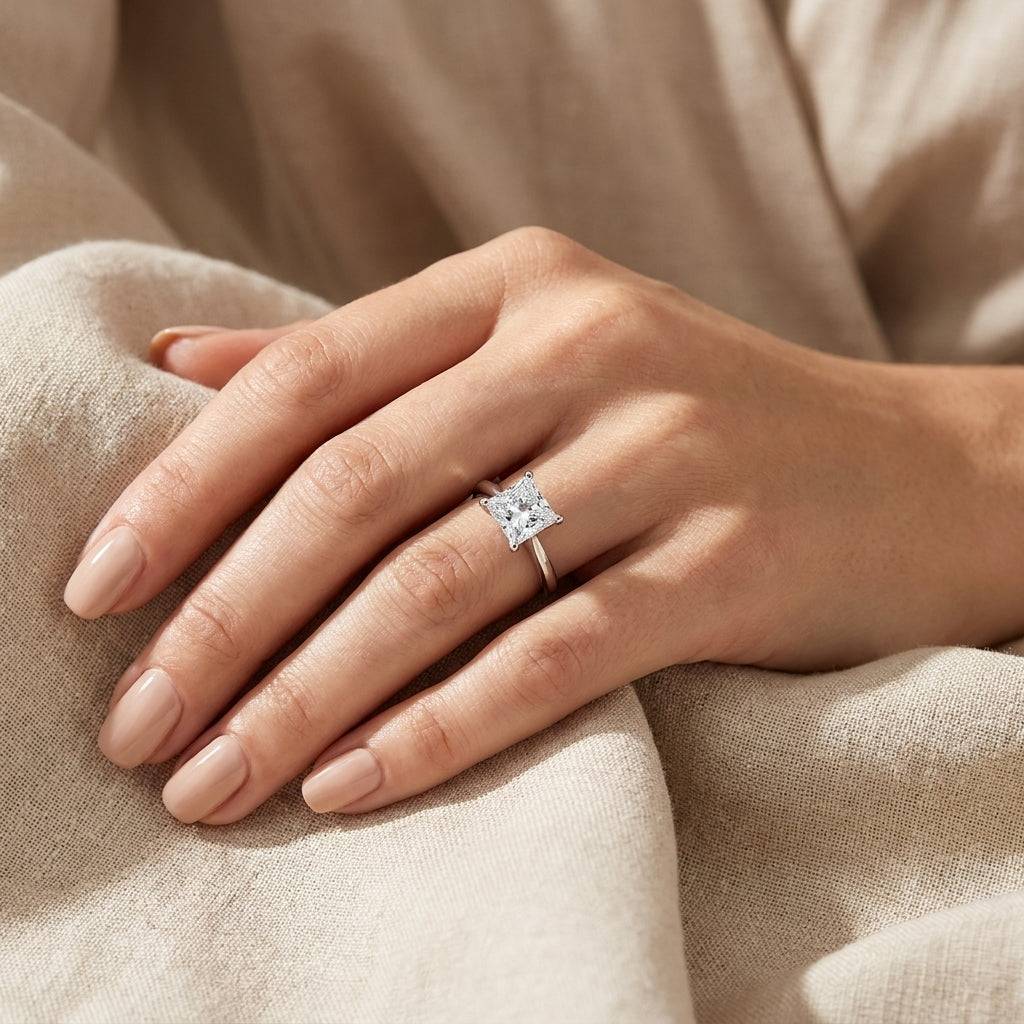 3 Carat Princess Lab Grown Diamond Engagement Ring | 14K White Gold