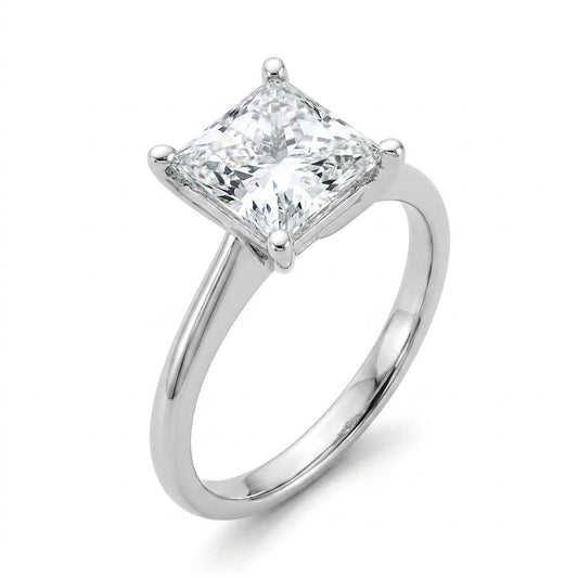 3 Carat Princess Lab Grown Diamond Engagement Ring | 14K White Gold