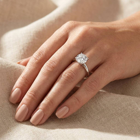 3 Carat Round Lab Grown Diamond Engagement Ring | 14K White Gold
