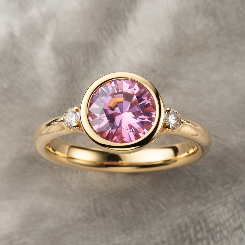 Round Cut Lab Created Pink Sapphire Gemstone