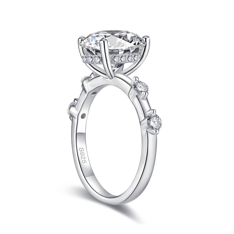 3.5CT Oval Moissanite Hidden Halo Engagement Ring