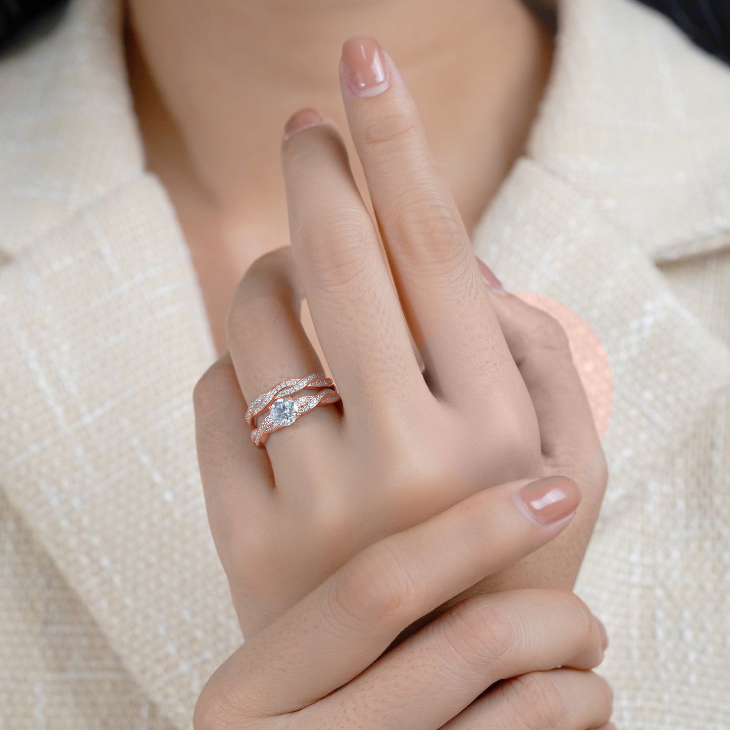 1 Carat Round Lab Diamond Infinity Bridal Set