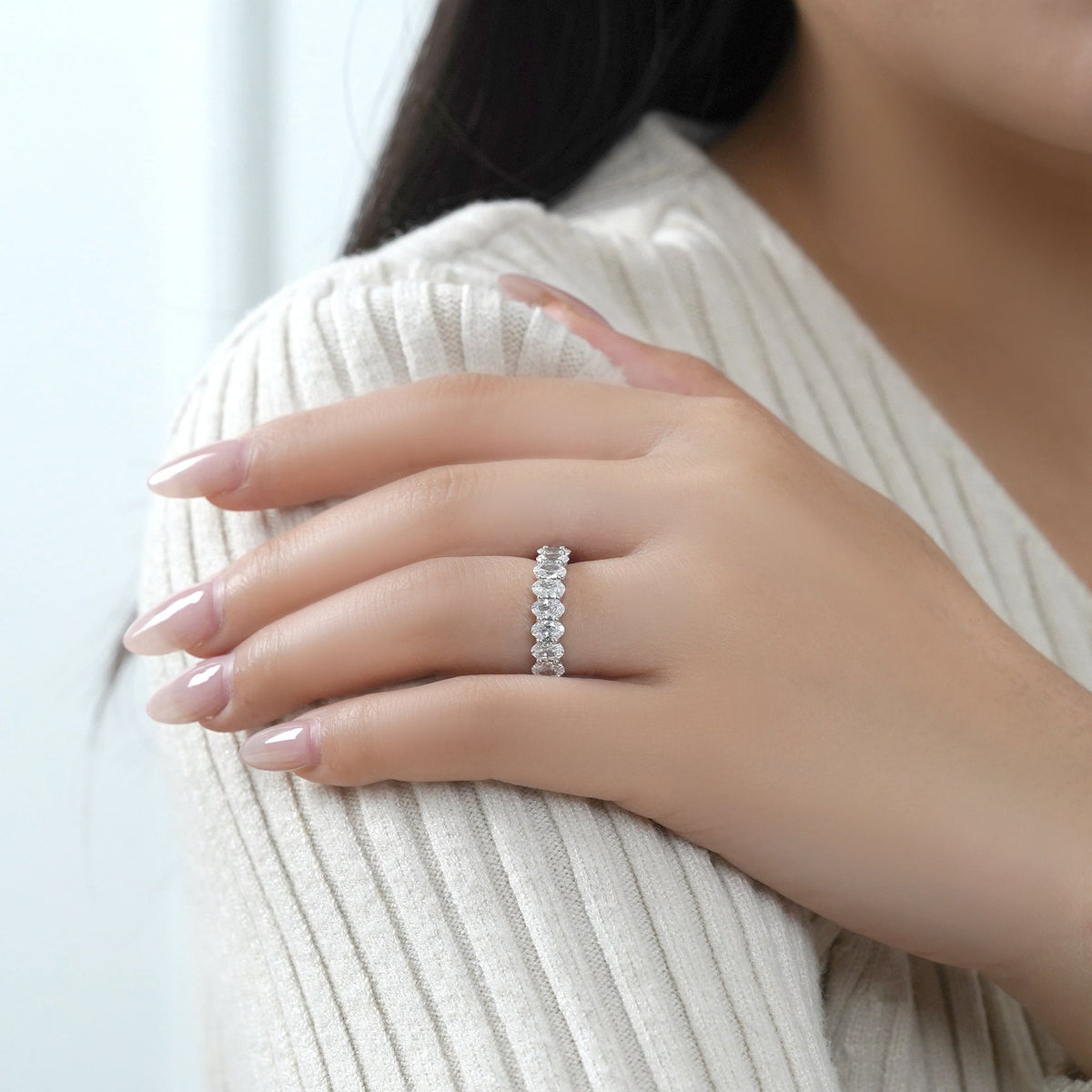 Moissanite Eternity Classic Prong Style Wedding Ring