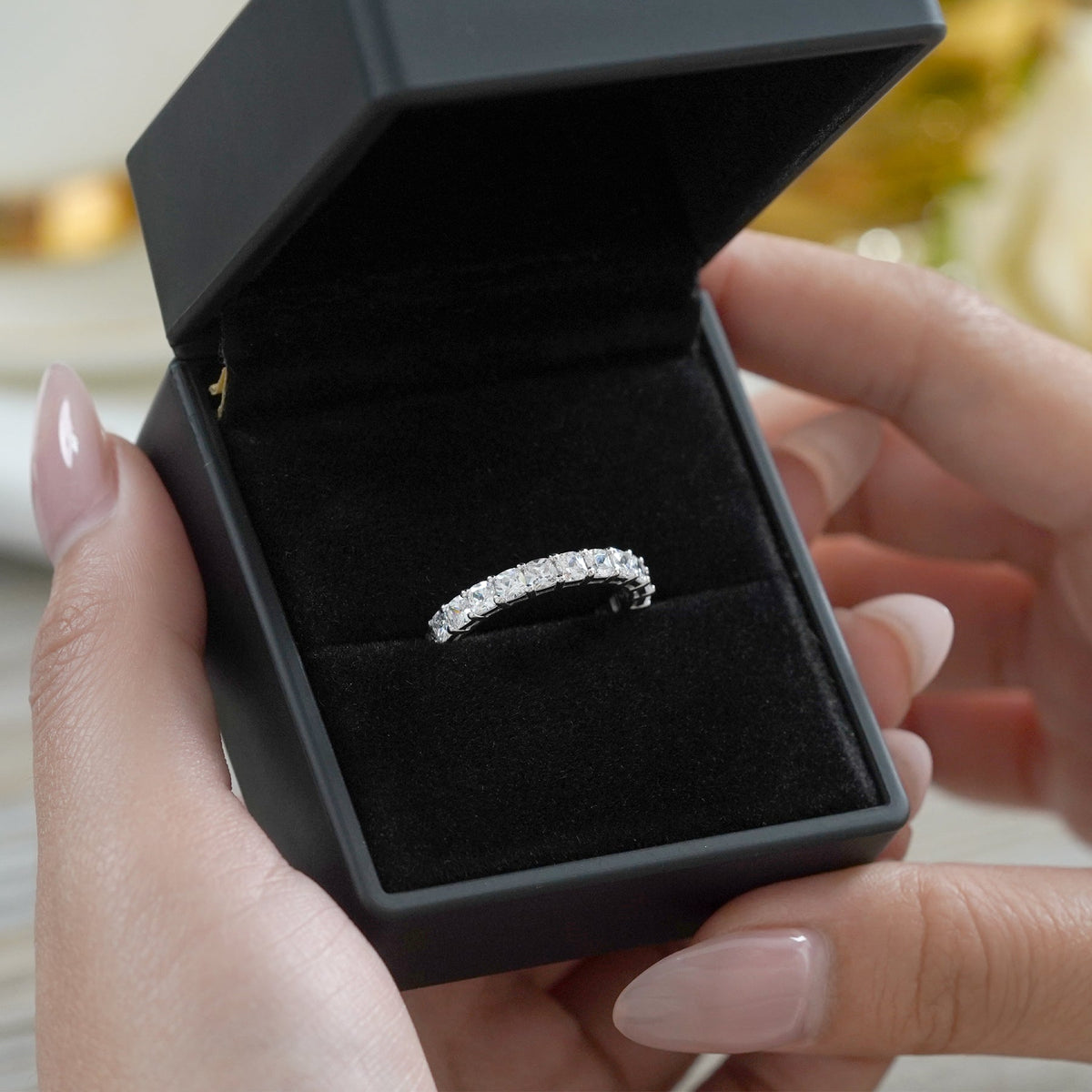 Moissanite Eternity Classic Prong Style Wedding Ring
