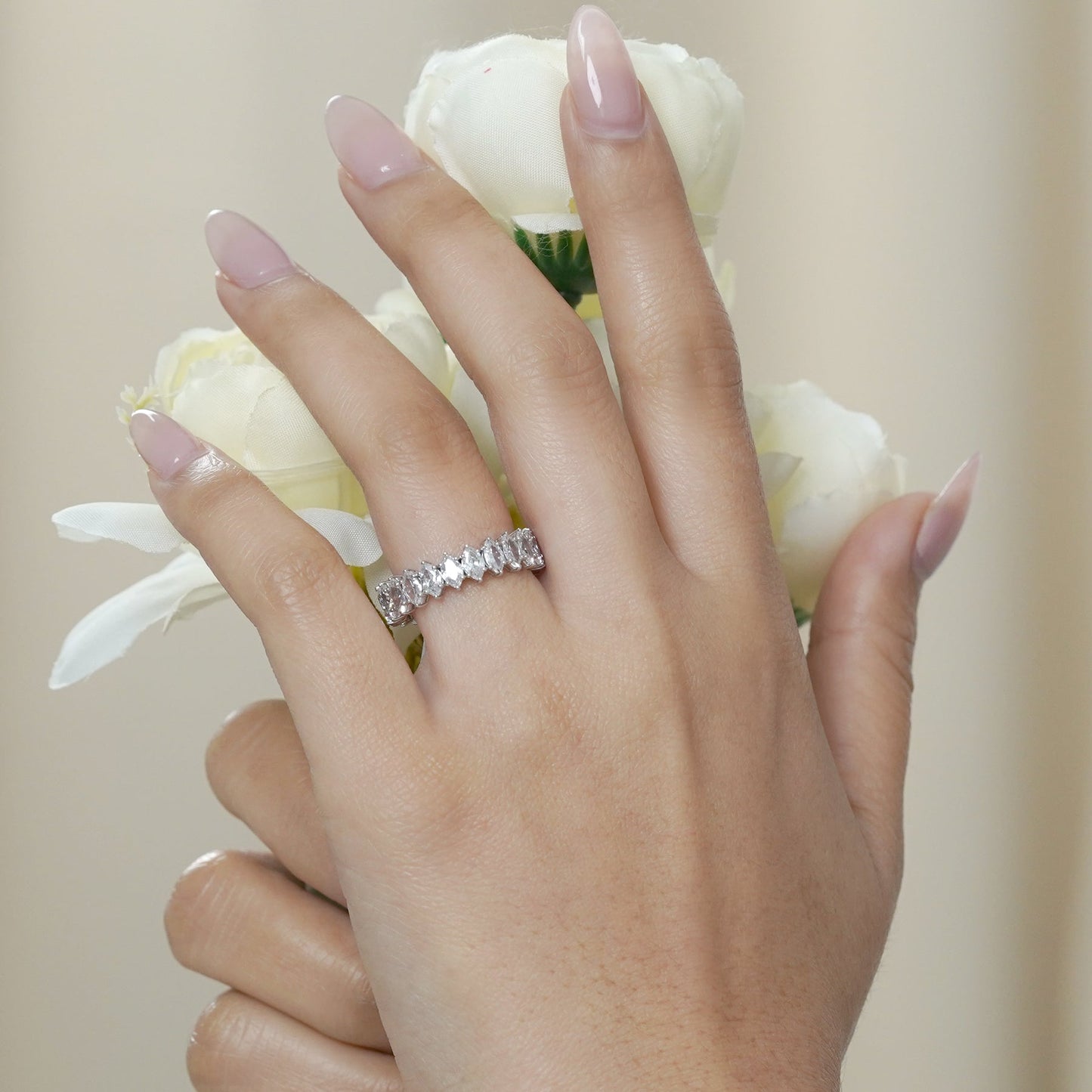 Moissanite Eternity Classic Prong Style Wedding Ring