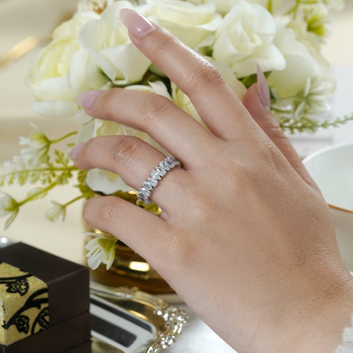 Moissanite Eternity Classic Prong Style Wedding Ring