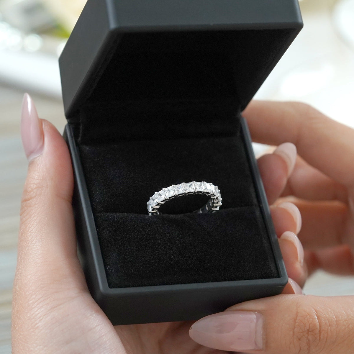 Moissanite Eternity Classic Prong Style Wedding Ring