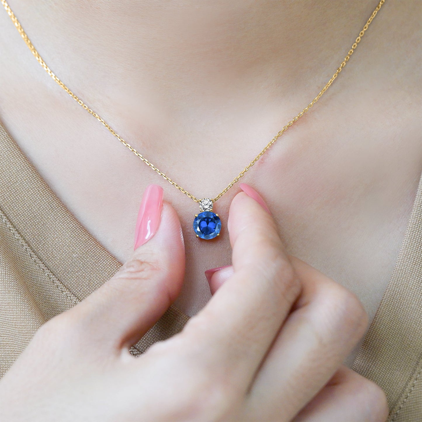 3.75 Carat Birthstone Dangling Round Cut Necklace