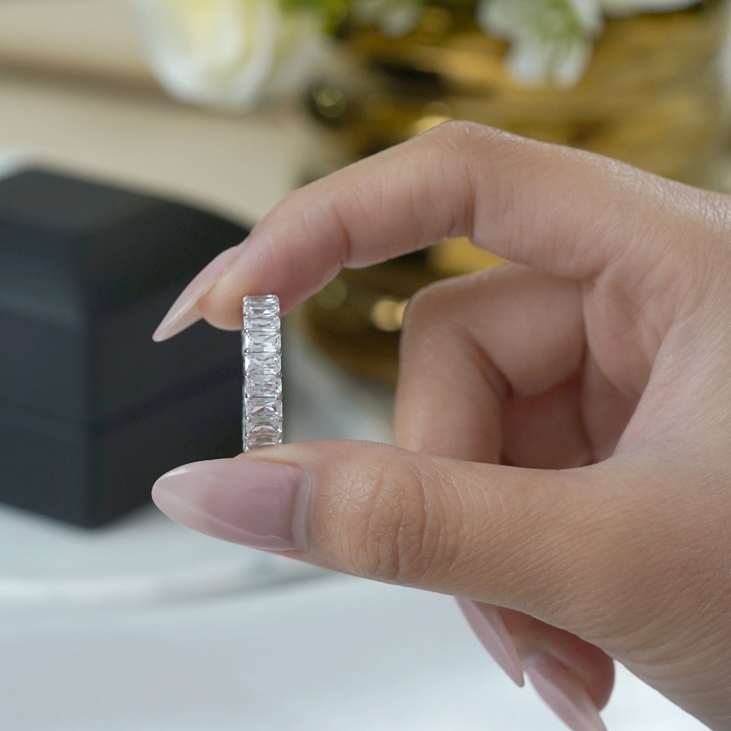 Moissanite Eternity Classic Prong Style Wedding Ring