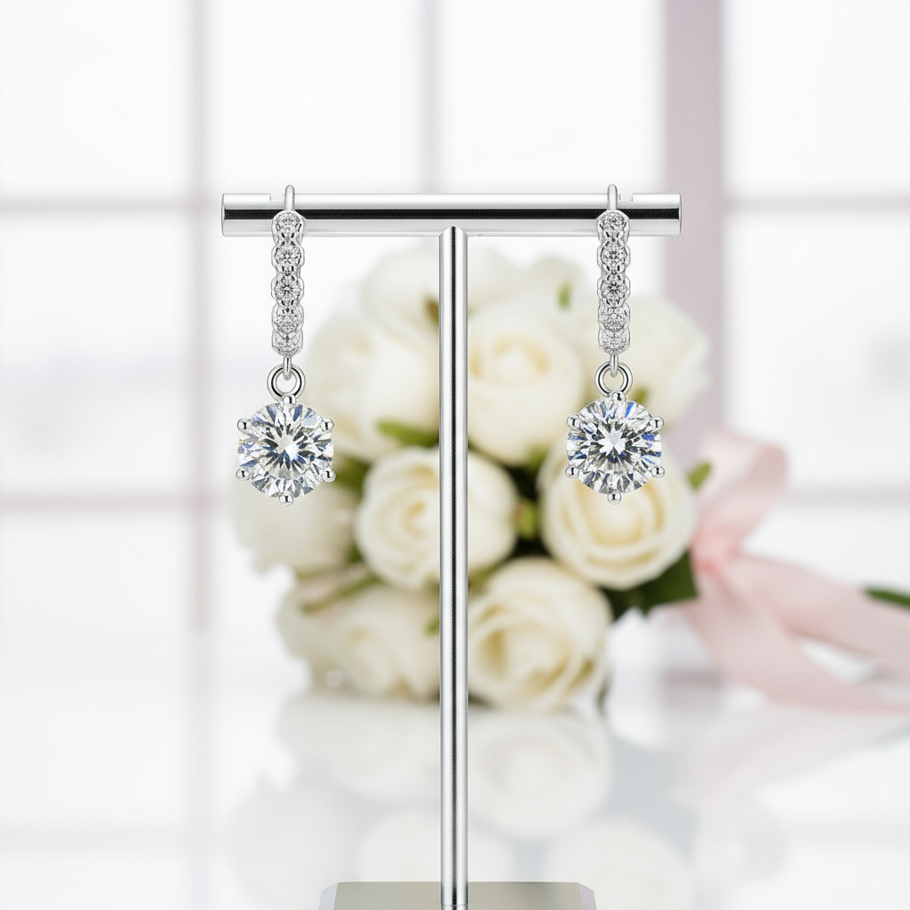 3.0 Ct Round Cut Diamond Option Drop Earrings