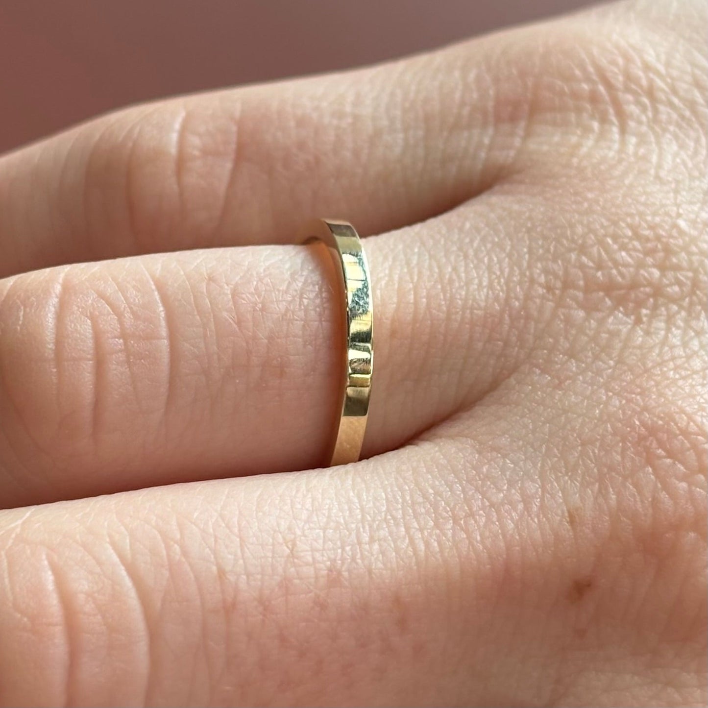 The Flat Stacking Band | 2mm | 14K Yellow Gold