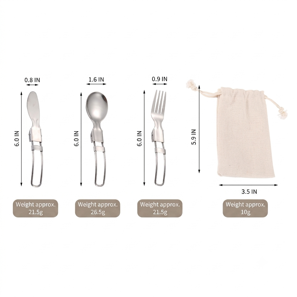 Portable 304 Stainless Steel Cutlery Set for Travel & Camping
