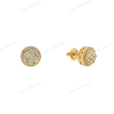 Yellow Gold Plated Colorless Diamond Earring