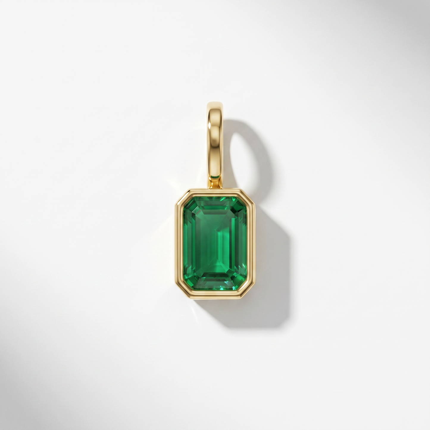 The Bezel Set Emerald Pendant | 14K Yellow Gold