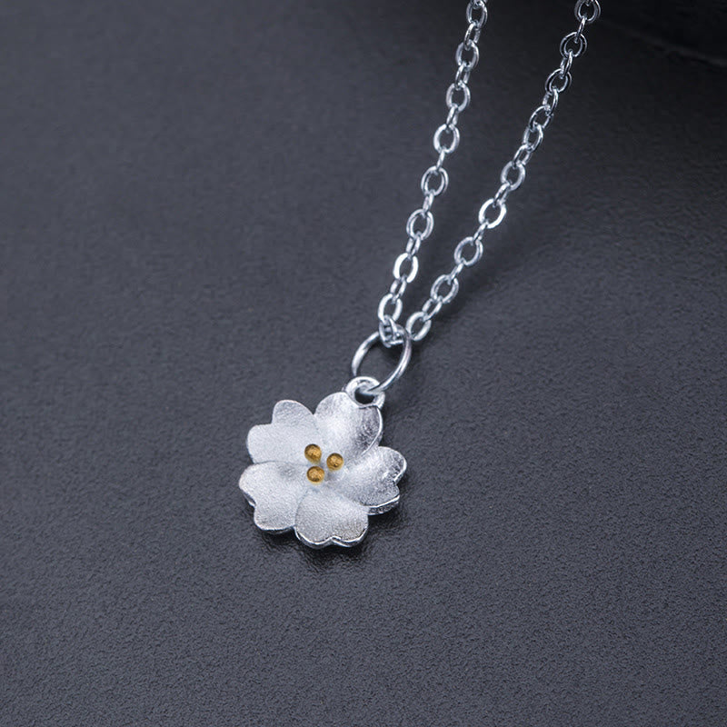 Fortune Jewel 925 Sterling Silver Cherry Blossom Flower Blessing Necklace Pendant