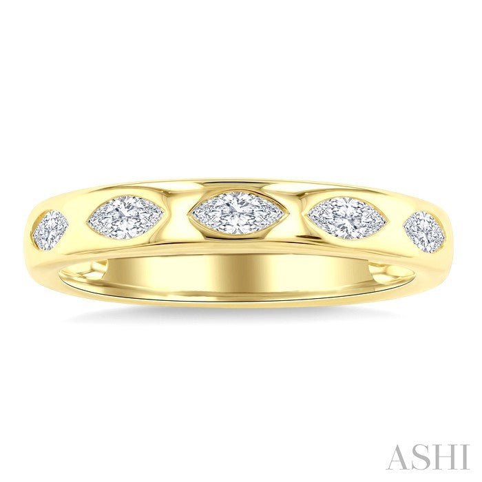 5 Stone Marquise Shape Bezel Set Diamond Band