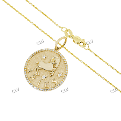 Coin Sine Round Moissanite Diamond Pendant Necklace
